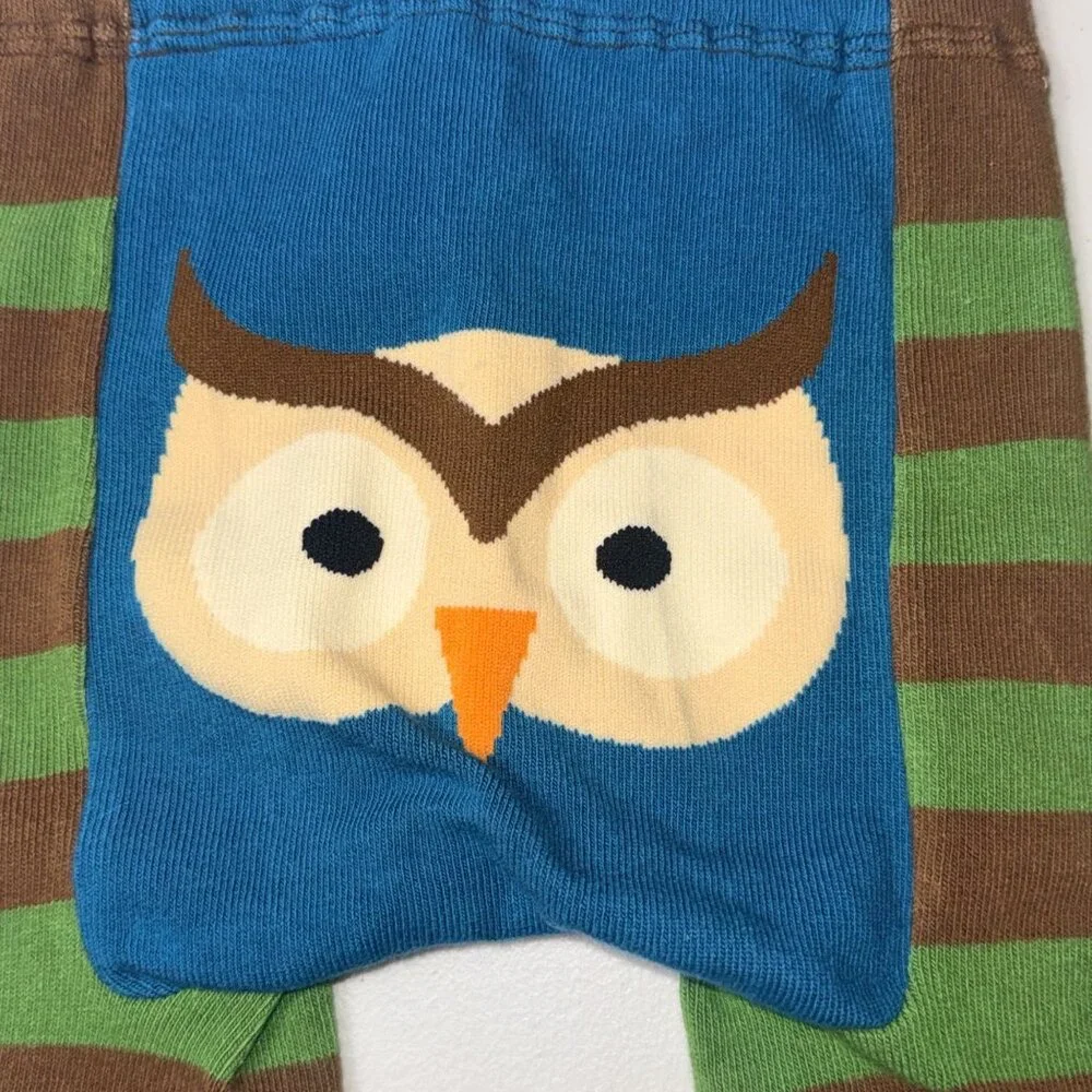 Doodle Pants Baby Leggings Owl Print Striped Large 18-24 Months Cotton Blend